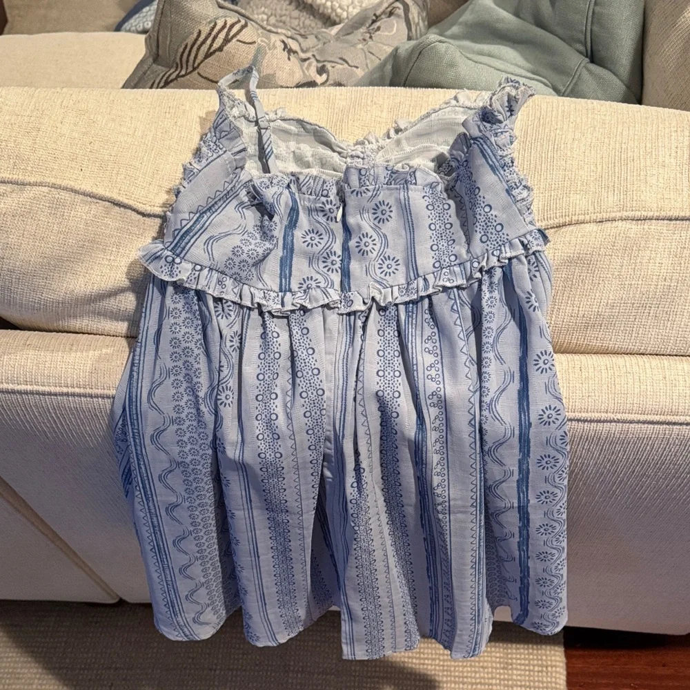 Blue Patterned Ruffle Dress - Picture 2 of 2